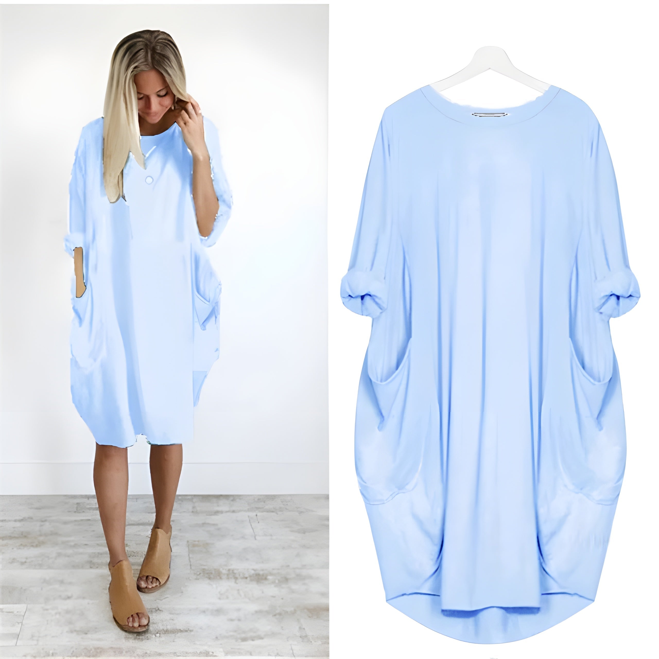 Women's Oversized Loose Casual Dress with Pockets | Relaxed Fit Everyday Midi Dress