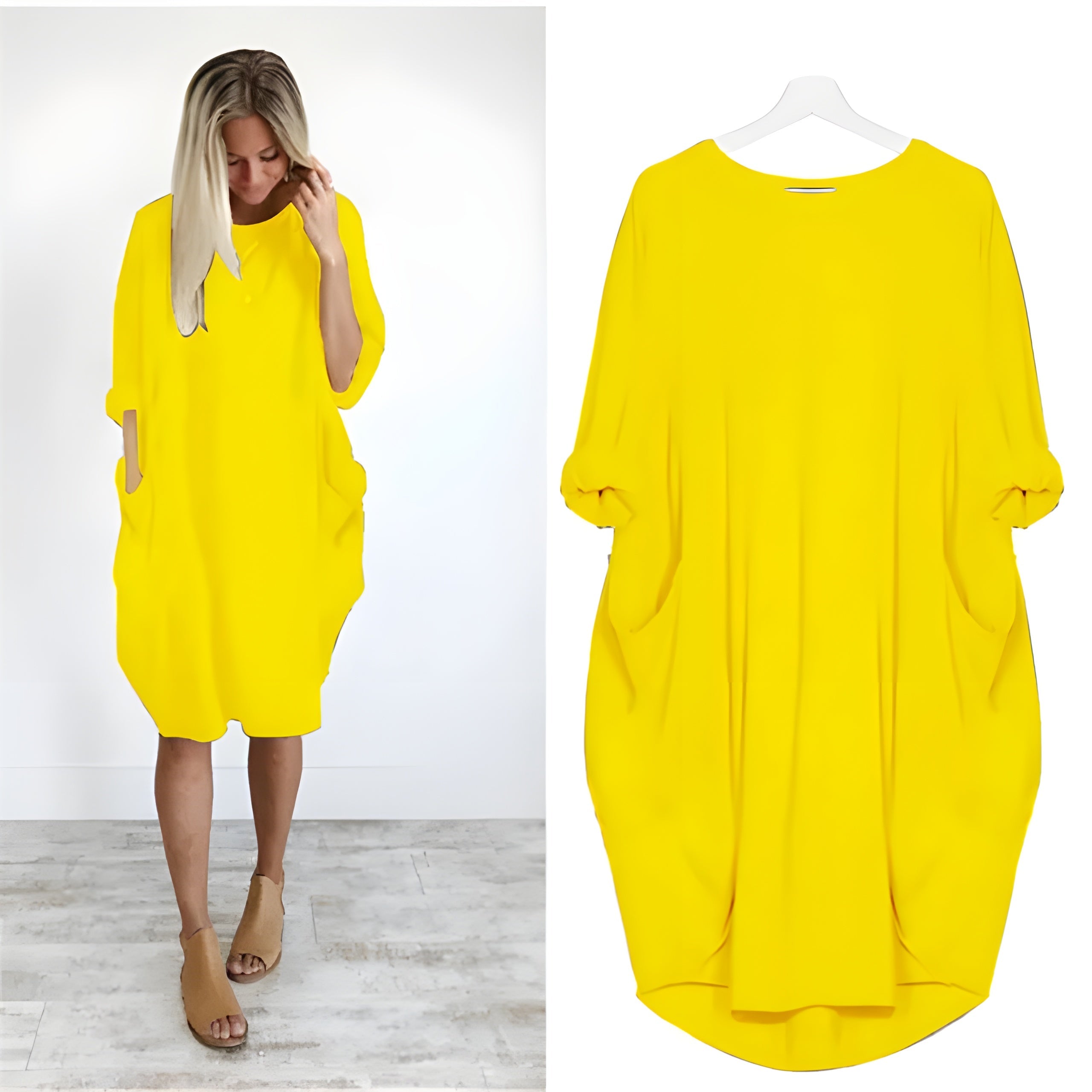 Women's Oversized Loose Casual Dress with Pockets | Relaxed Fit Everyday Midi Dress