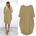 Women's Oversized Loose Casual Dress with Pockets | Relaxed Fit Everyday Midi Dress