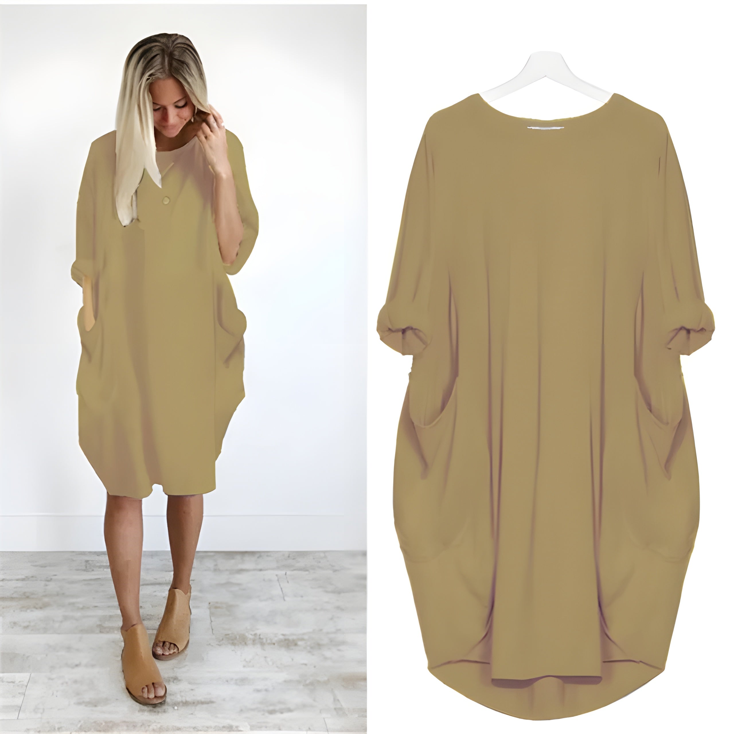 Women's Oversized Loose Casual Dress with Pockets | Relaxed Fit Everyday Midi Dress