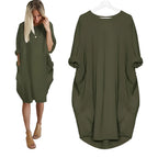 Women's Oversized Loose Casual Dress with Pockets | Relaxed Fit Everyday Midi Dress