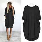 Women's Oversized Loose Casual Dress with Pockets | Relaxed Fit Everyday Midi Dress