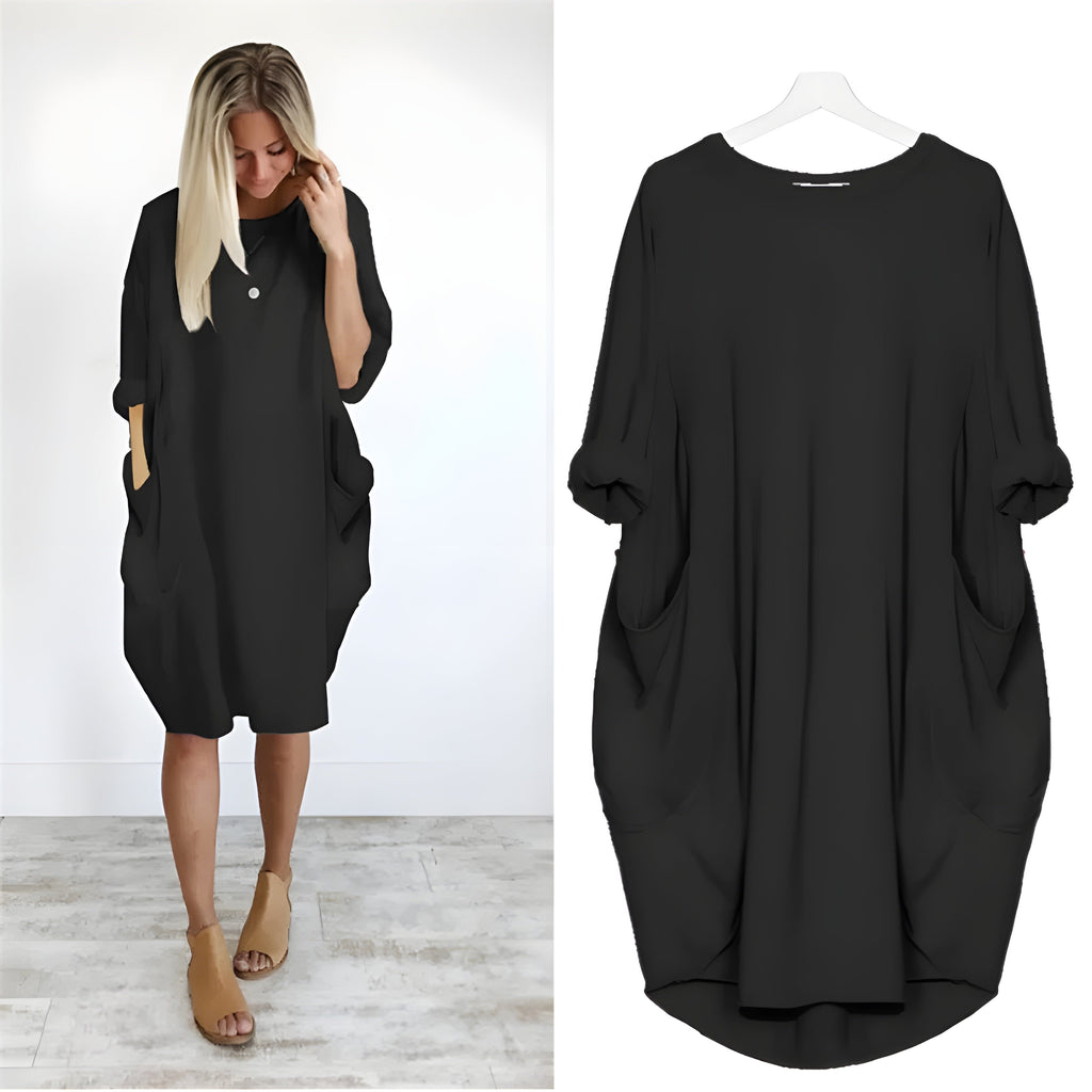 Women's Oversized Loose Casual Dress with Pockets | Relaxed Fit Everyday Midi Dress