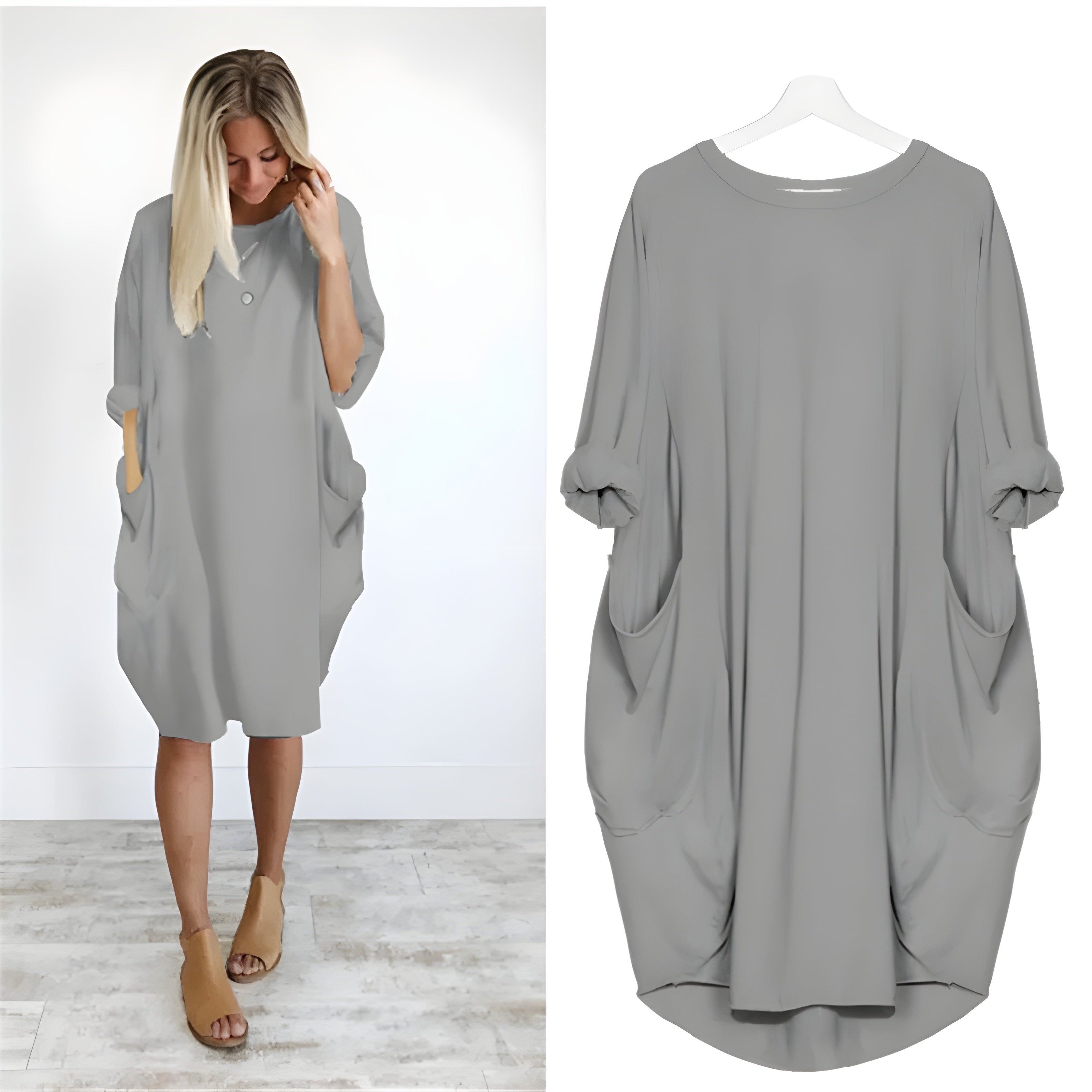 Women's Oversized Loose Casual Dress with Pockets | Relaxed Fit Everyday Midi Dress
