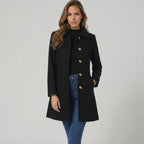 Elegant A-Line Women's Coat – Button Closure Long Coat Josephine
