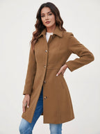 Elegant A-Line Women's Coat – Button Closure Long Coat Josephine