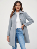 Elegant A-Line Women's Coat – Button Closure Long Coat Josephine