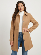 Elegant A-Line Women's Coat – Button Closure Long Coat Josephine
