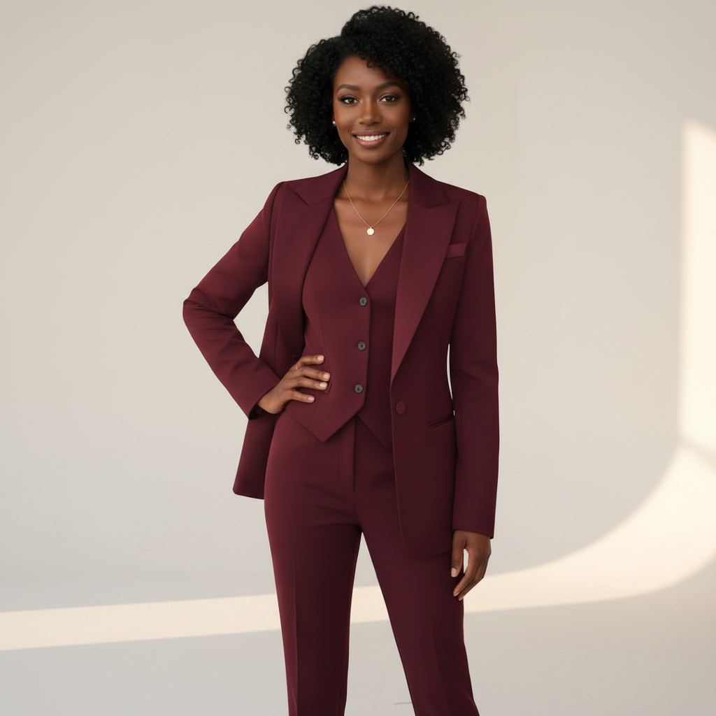 Women's Three Piece Suit Set – Blazer, Vest & Pants Elegant Outfit