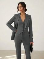 Women's Three Piece Suit Set – Blazer, Vest & Pants Elegant Outfit
