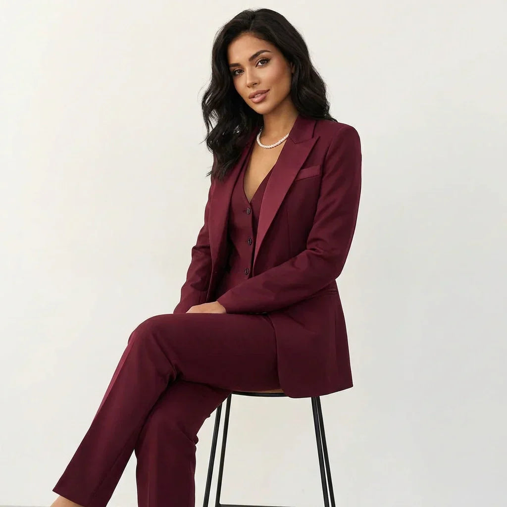 Women's Three Piece Suit Set – Blazer, Vest & Pants Elegant Outfit