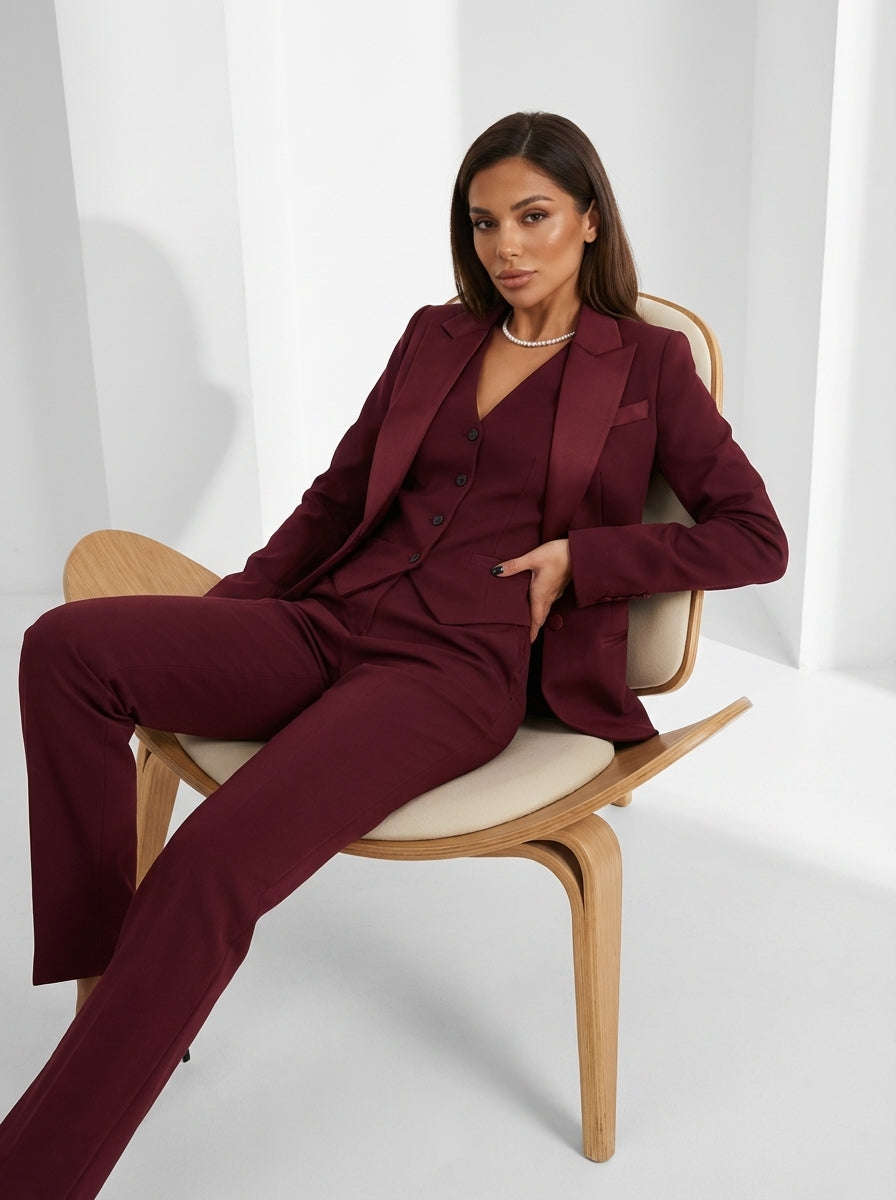 Women's Three Piece Suit Set – Blazer, Vest & Pants Elegant Outfit