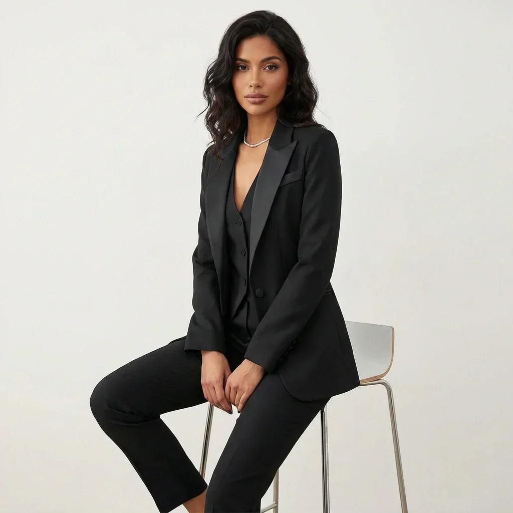 Women's Three Piece Suit Set – Blazer, Vest & Pants Elegant Outfit