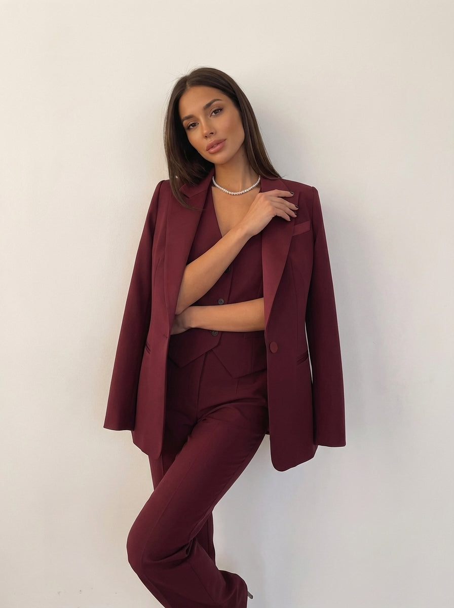 Women's Three Piece Suit Set – Blazer, Vest & Pants Elegant Outfit