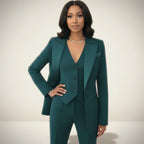Women's Three Piece Suit Set – Blazer, Vest & Pants Elegant Outfit