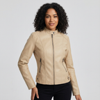Women's Leather Jacket – Elegant Fitted Faux Leather Jacket Valentina