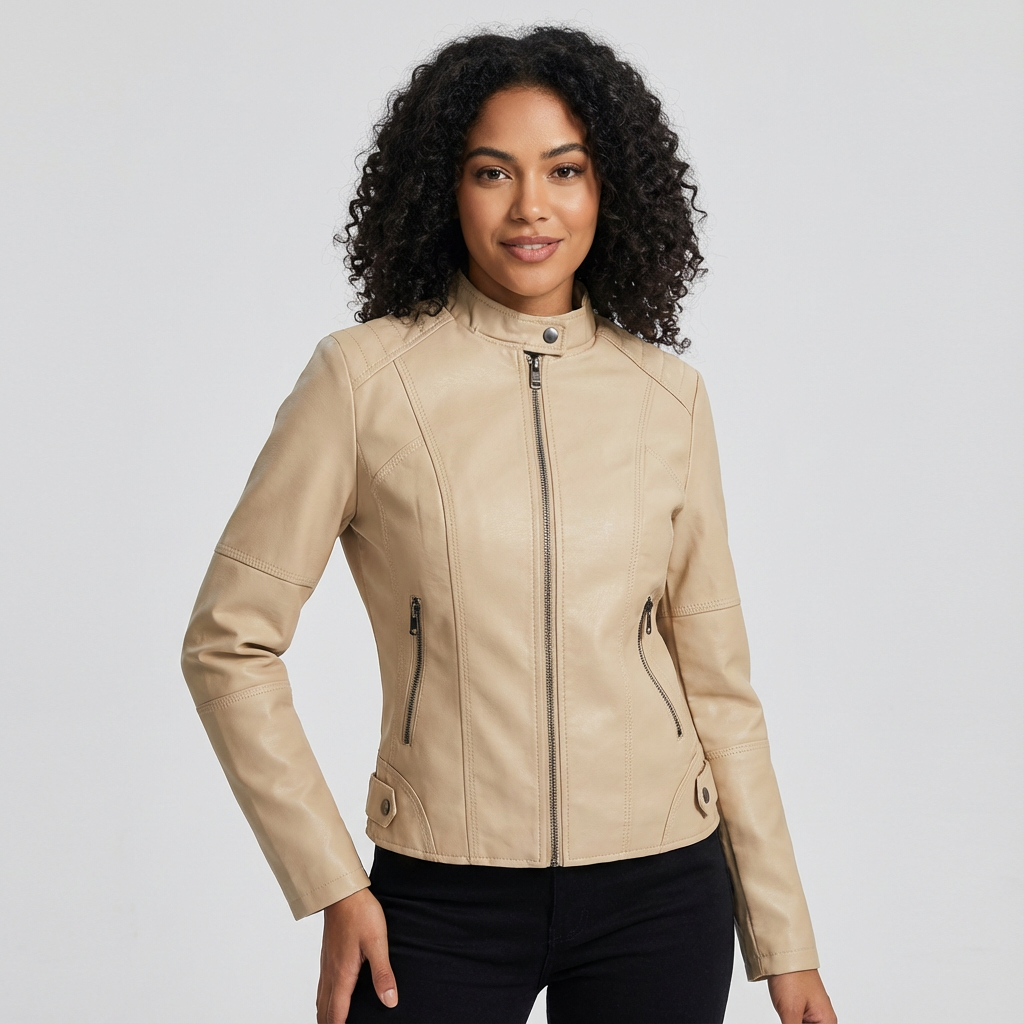 Women's Leather Jacket – Elegant Fitted Faux Leather Jacket Valentina