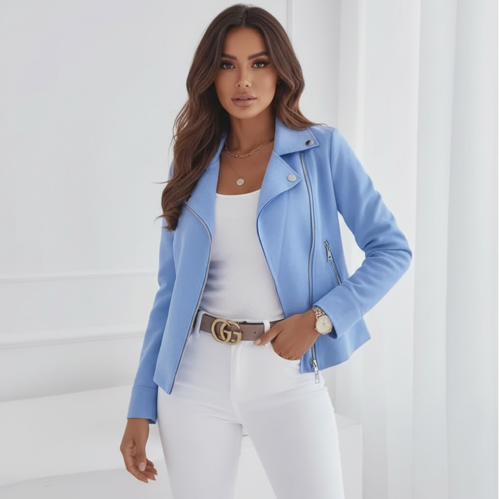 Women's Modern Blazer Jacket – Tailored Fit with Biker Details