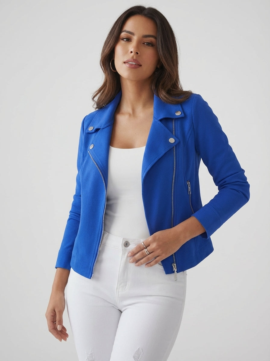 Women's Modern Blazer Jacket – Tailored Fit with Biker Details
