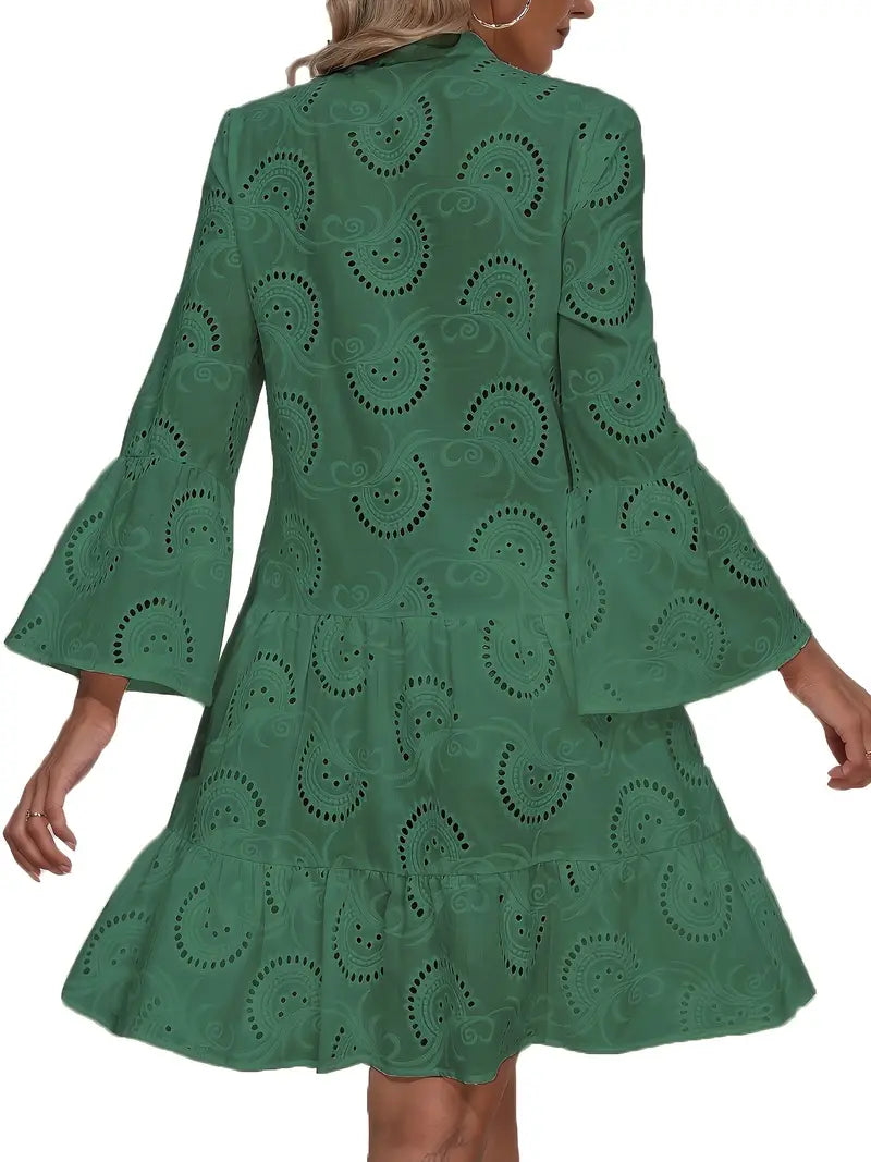 Women's Airy V-Neck Shirt Dress with Elegant Details