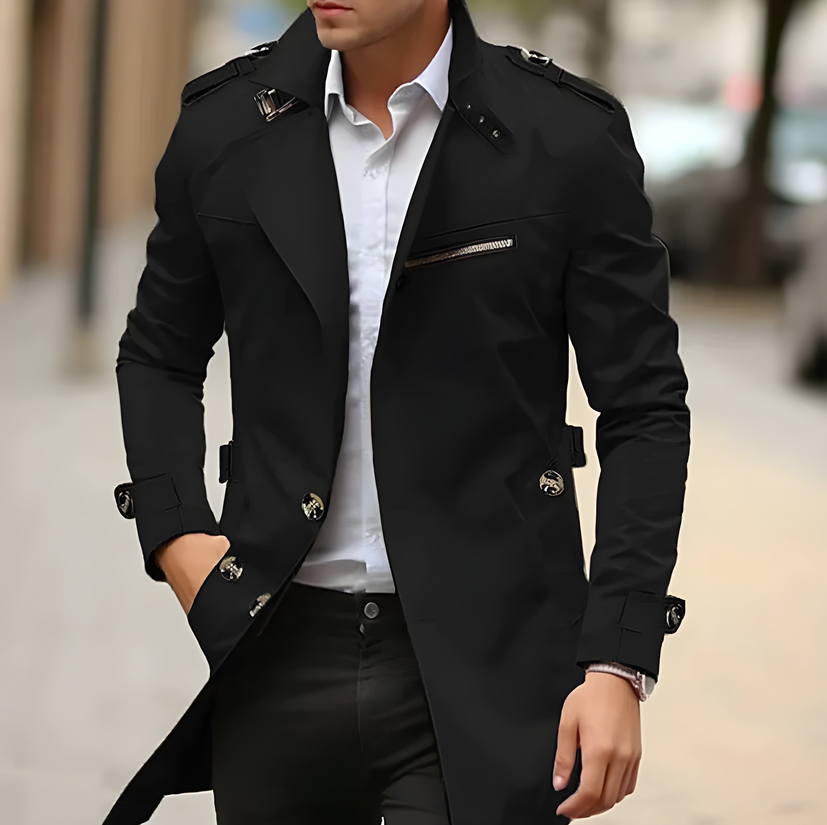 Men's Classic Wool-Blend Overcoat