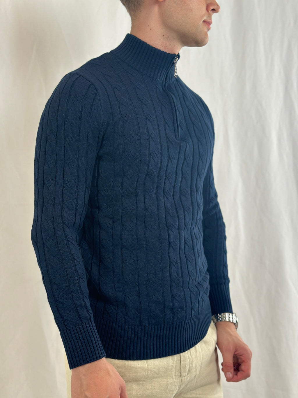 Men's Knit Half-Zip Sweater | Comfortable Classic Pullover with Stylish Zipper Detail