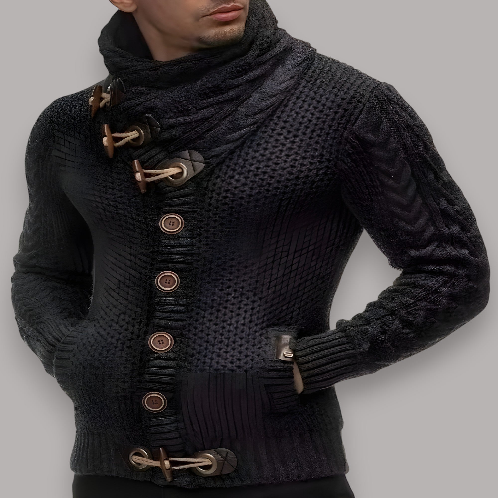 Men's Classic Crewneck Sweater | Timeless Textured Knitwear with Unique Design Detail