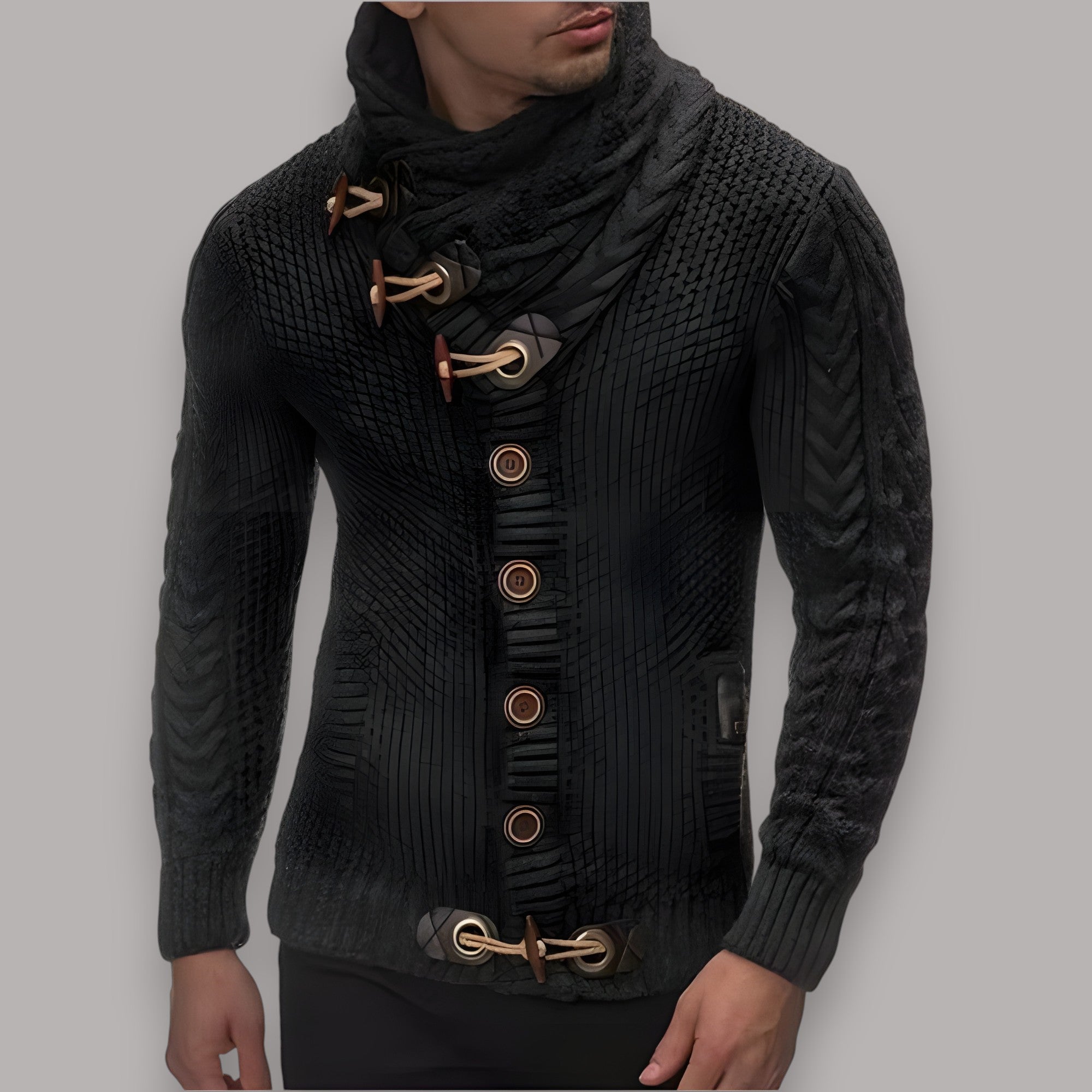 Men's Classic Crewneck Sweater | Timeless Textured Knitwear with Unique Design Detail