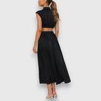 Women's Elegant Maxi Dress with Cut-Out Details