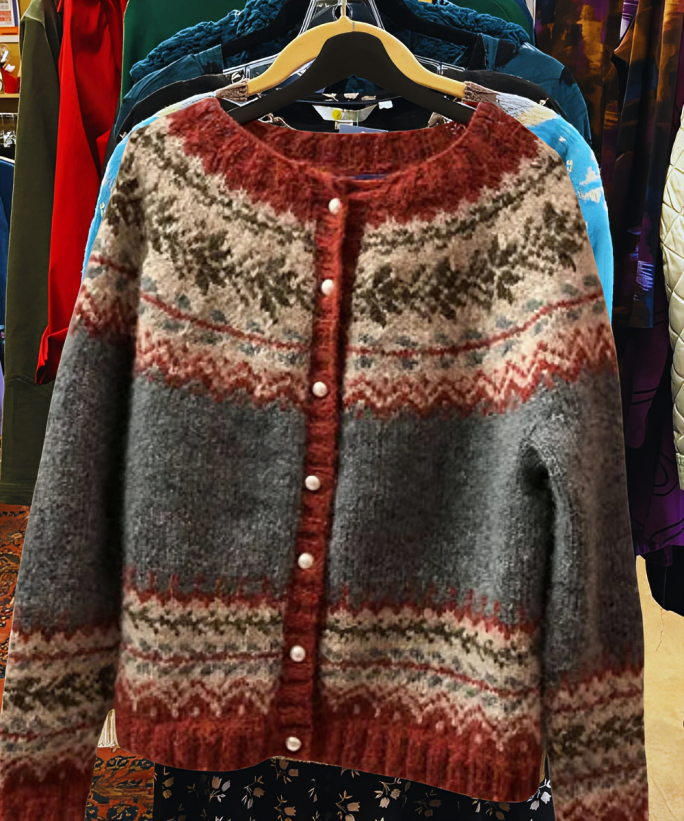 Women's Nordic Fair Isle Wool Cardigan | Traditional Knit Button-Up Sweater