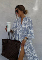 Women's V-Neck Mini Dress with 3/4 Sleeves