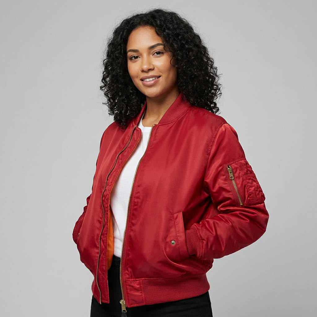 Women's Classic Bomber Jacket – Utility Detail Casual Zip Jacket