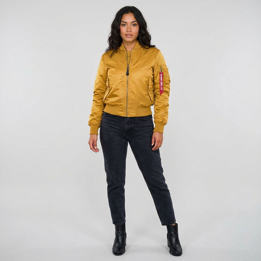 Women's Classic Bomber Jacket – Utility Detail Casual Zip Jacket