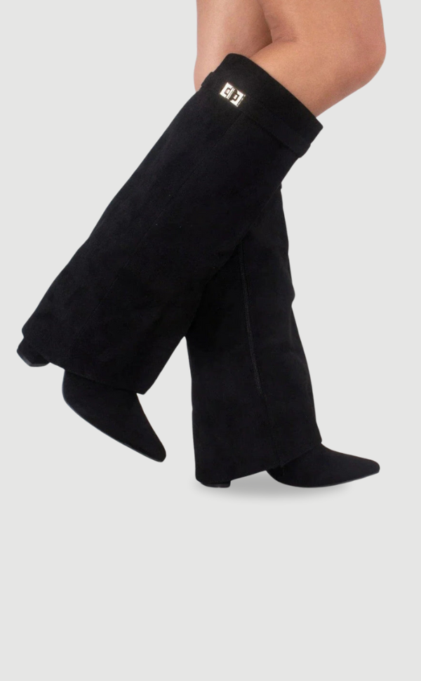 Women's Knee High Flare Boots – Pointed Toe Block Heel Boots