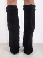 Women's Knee High Flare Boots – Pointed Toe Block Heel Boots