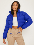 Women's Cropped Puffer Jacket with Hood – Short Quilted Winter Coat