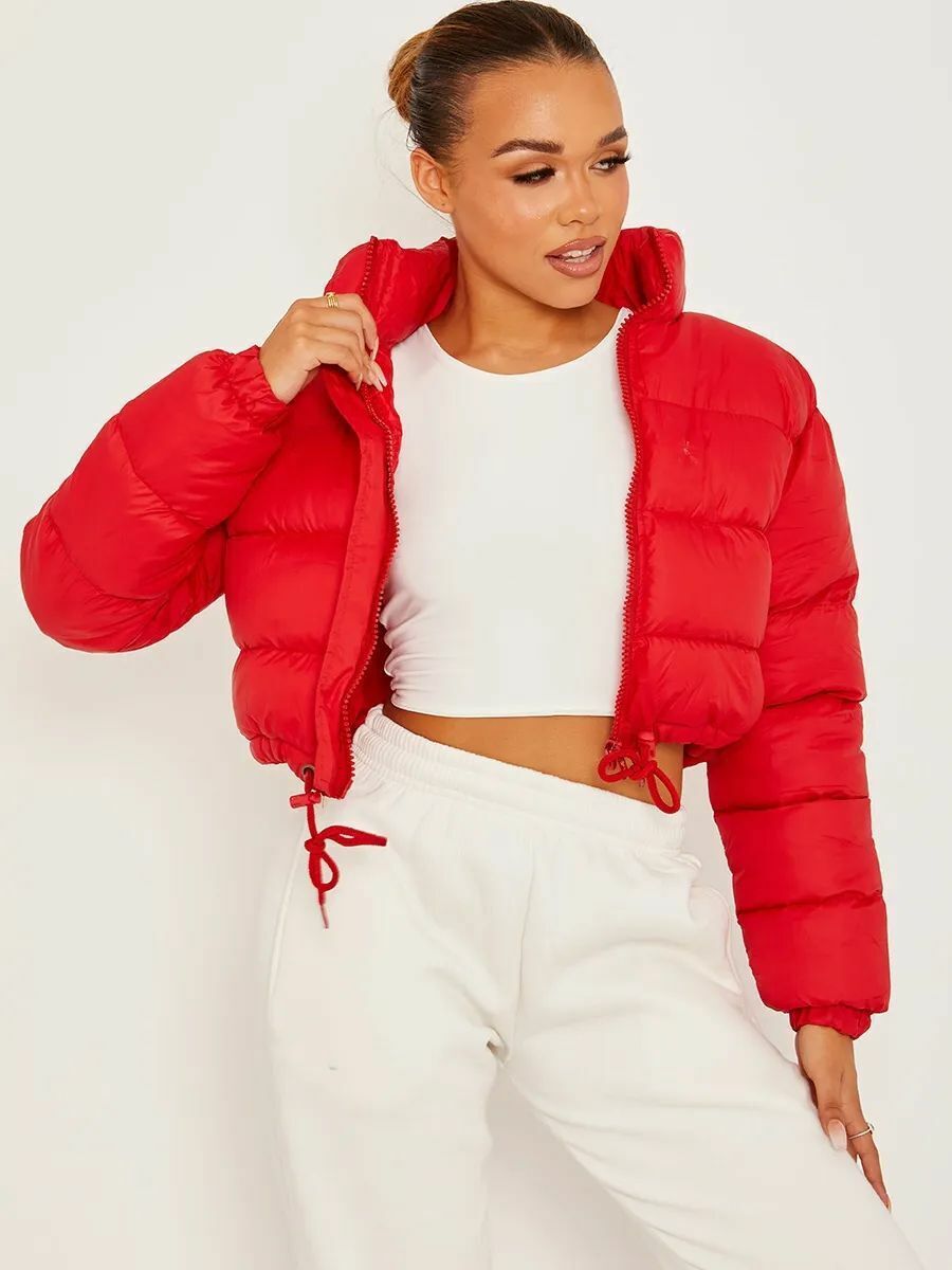 Women's Cropped Puffer Jacket with Hood – Short Quilted Winter Coat