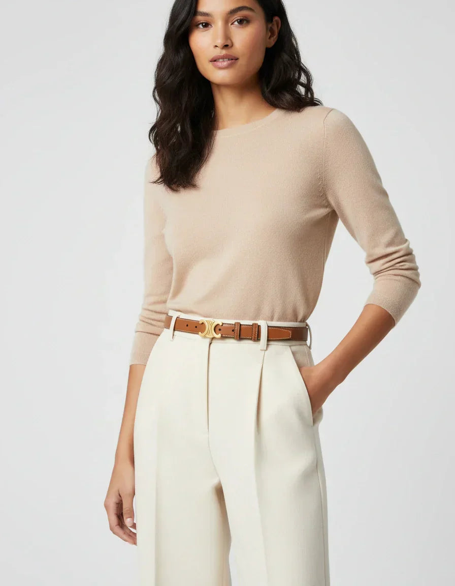 Minimalist Women's Belt with Gold Buckle – Elegant Slim Waist Belt