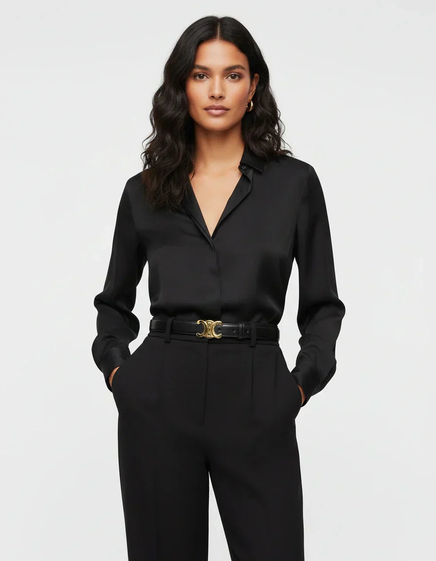 Minimalist Women's Belt with Gold Buckle – Elegant Slim Waist Belt