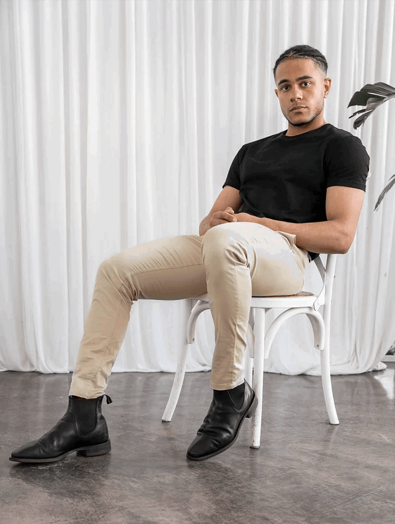 Men's Stretch Chinos | Slim Fit Khaki Pants with Waist Sizing