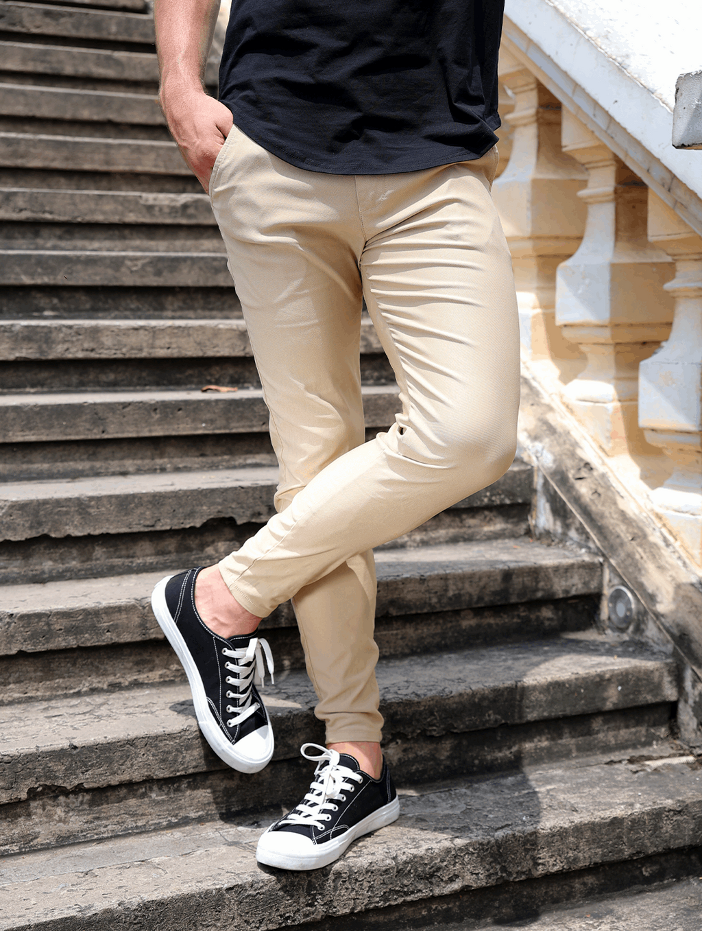Men's Stretch Chinos | Slim Fit Khaki Pants with Waist Sizing