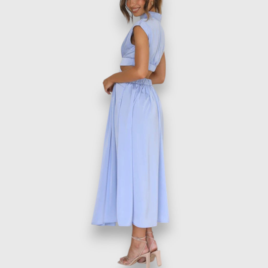 Women's Elegant Maxi Dress with Cut-Out Details