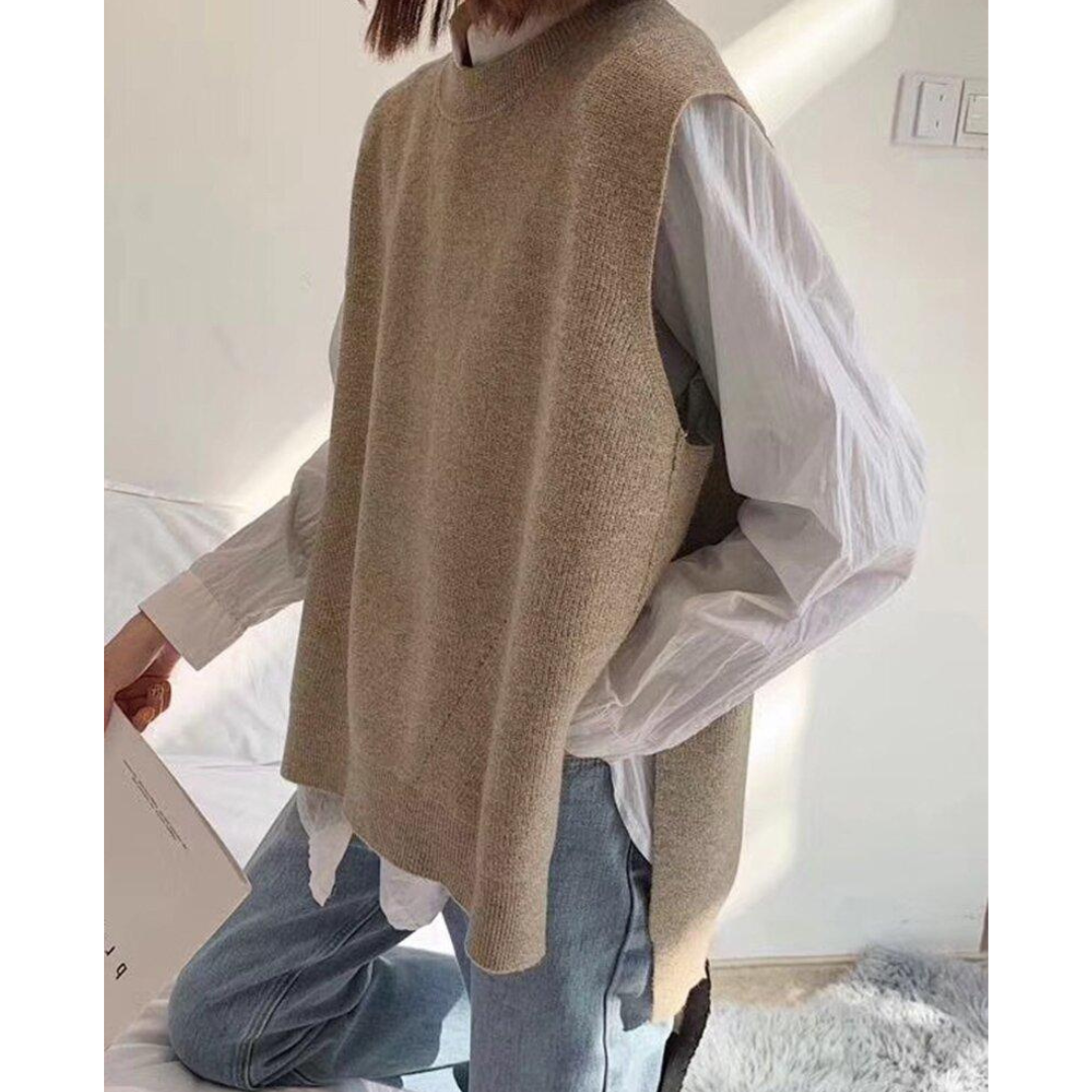 Women's Sleeveless Knit Vest | Relaxed Fit Layering Top – One Size
