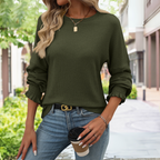 Women's Ribbed Knit Pullover Sweater | Soft Long Sleeve Top with Ruffle Cuffs