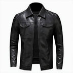 Men's Vegan Leather Jacket | Classic Zip-Up Moto Jacket with Chest Pockets