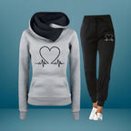Women's Heart Print Hoodie & Jogger Set | Casual Matching Tracksuit in Multiple Colors