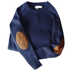 Men's Classic Crew Neck Knit Sweater | Timeless Elbow Patch Pullover in Multiple Colors