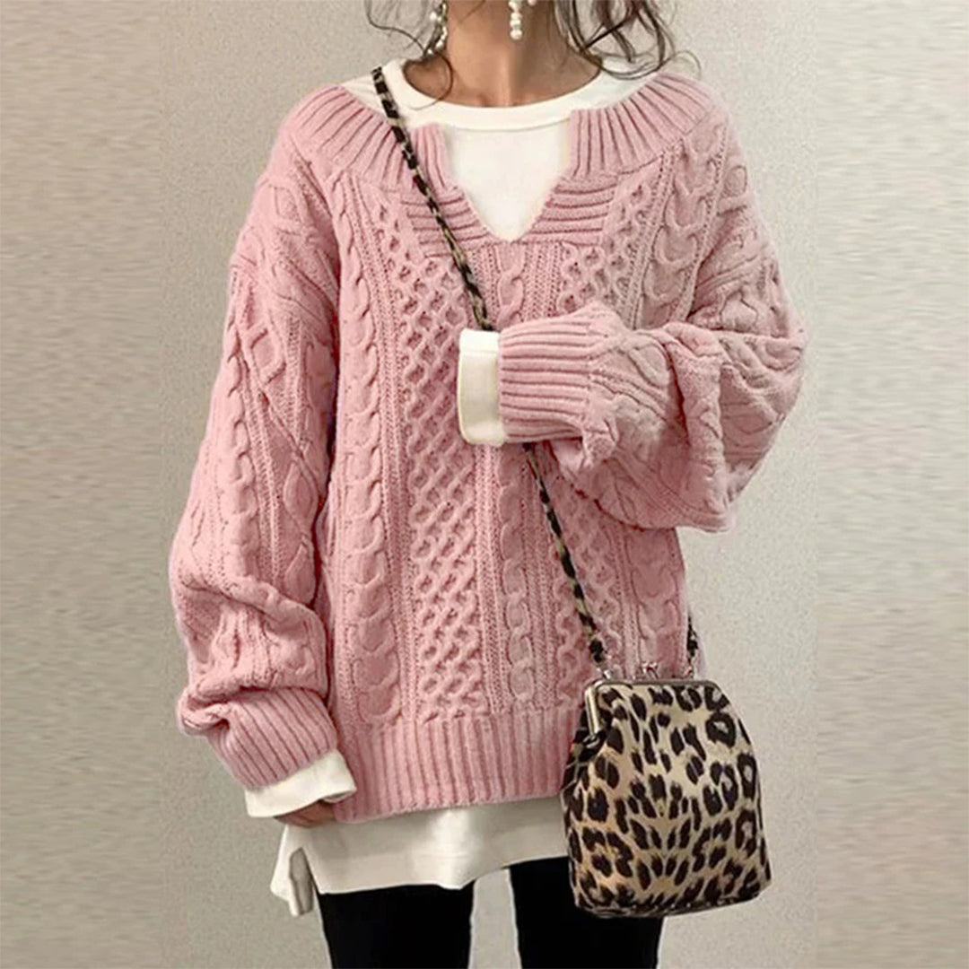 Women's Oversized Cable Knit Sweater | Chunky Pullover for Cozy Winter Style