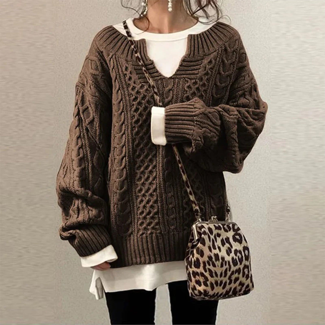 Women's Oversized Cable Knit Sweater | Chunky Pullover for Cozy Winter Style