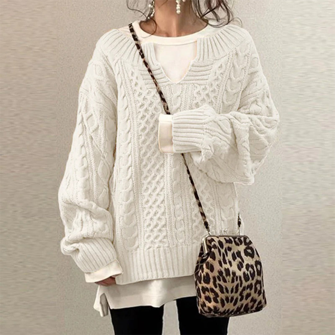 Women's Oversized Cable Knit Sweater | Chunky Pullover for Cozy Winter Style
